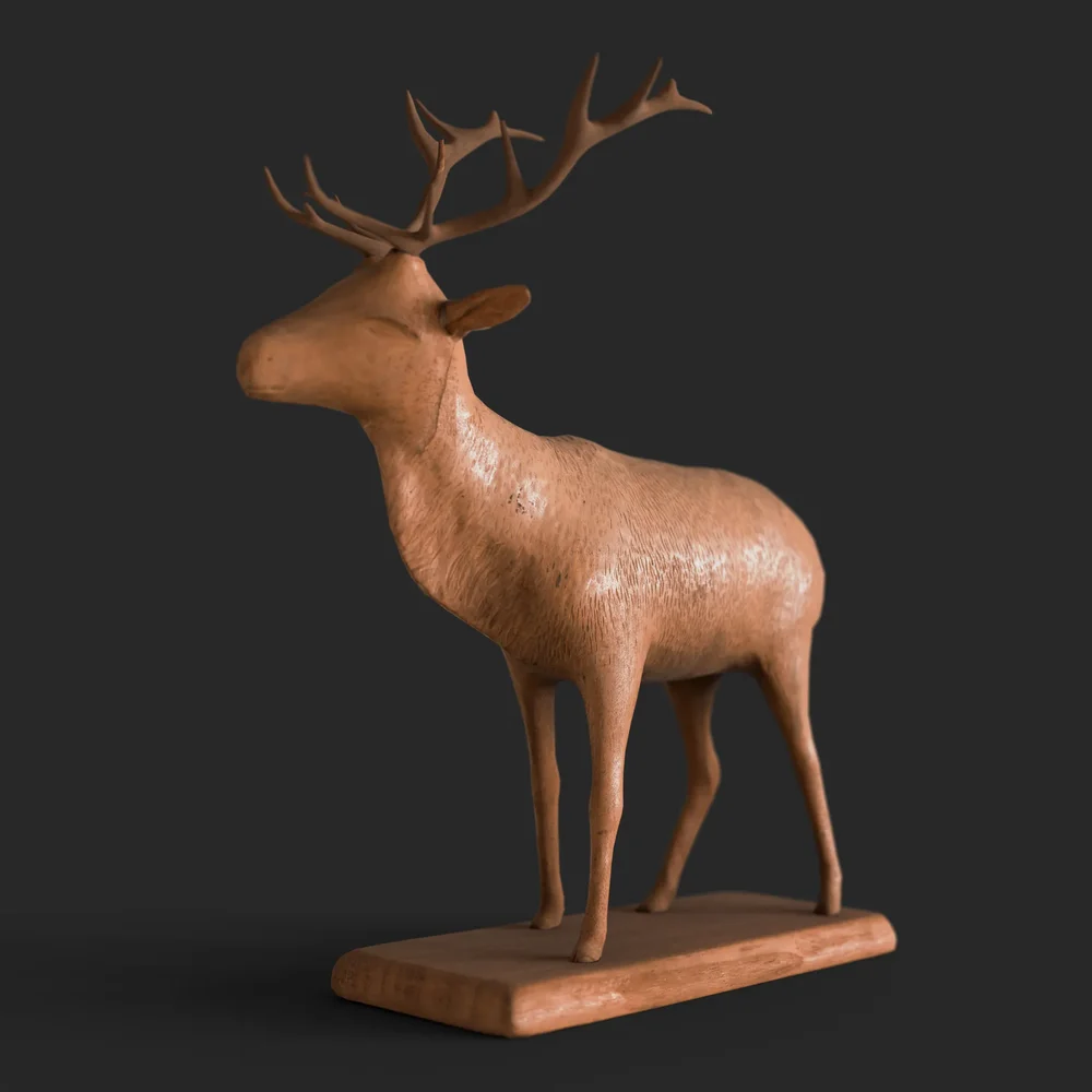 Wooden Elk Sculpture