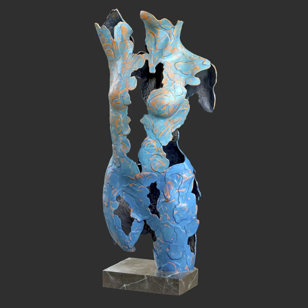 Abstract Female Torso Sculpture Blue 957227e0-e717-431d-9857-8fa082b0743e