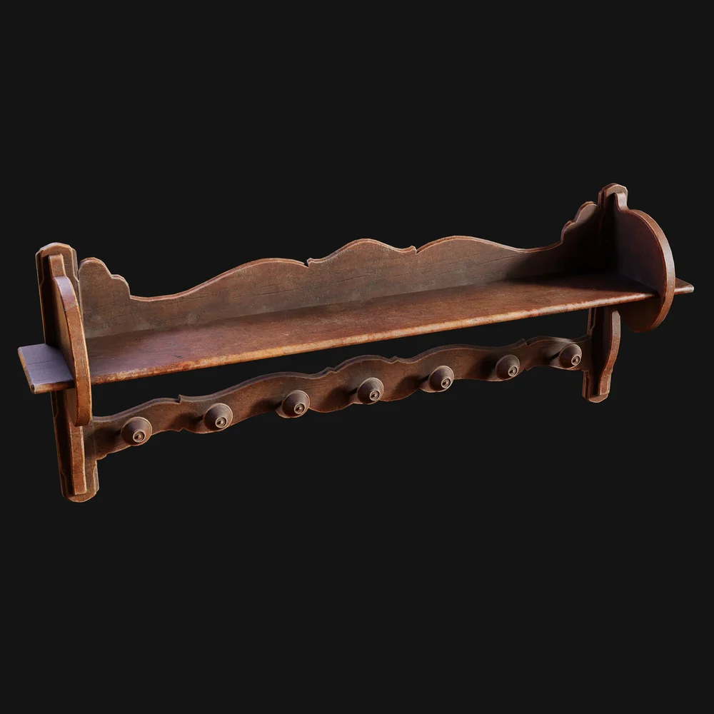 1800s Hat And Coat Wall Shelf