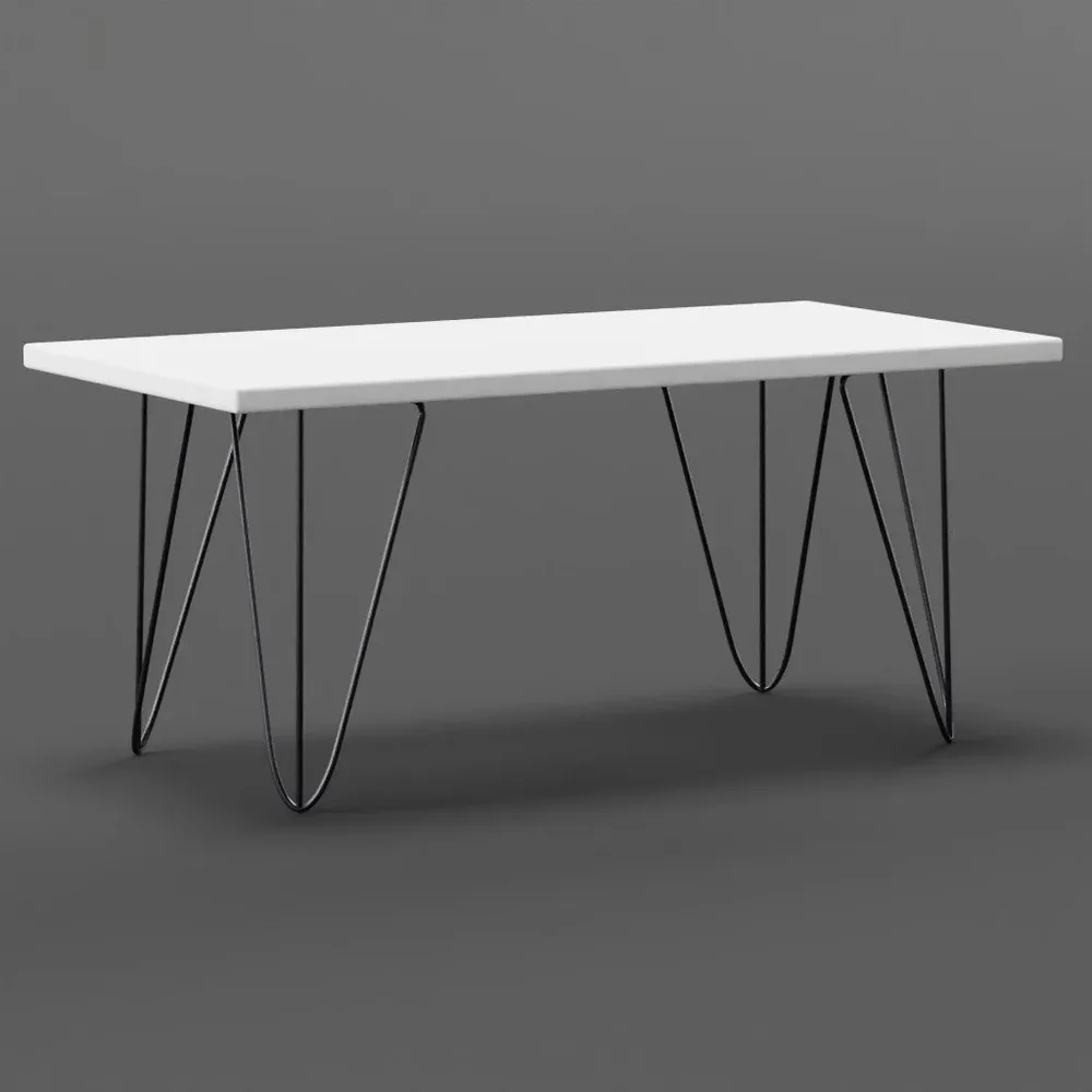 White Table With Black Hairpin Legs