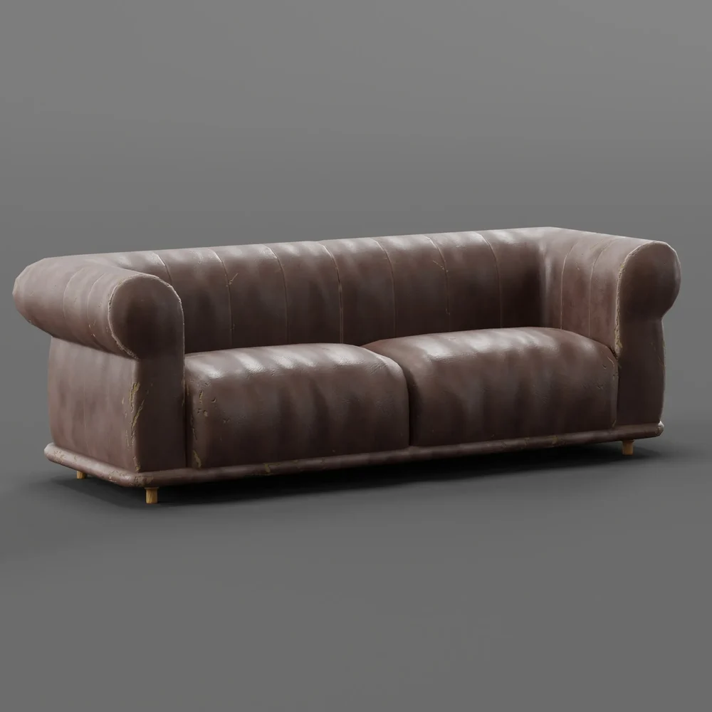 Old Ruined Leather Sofa