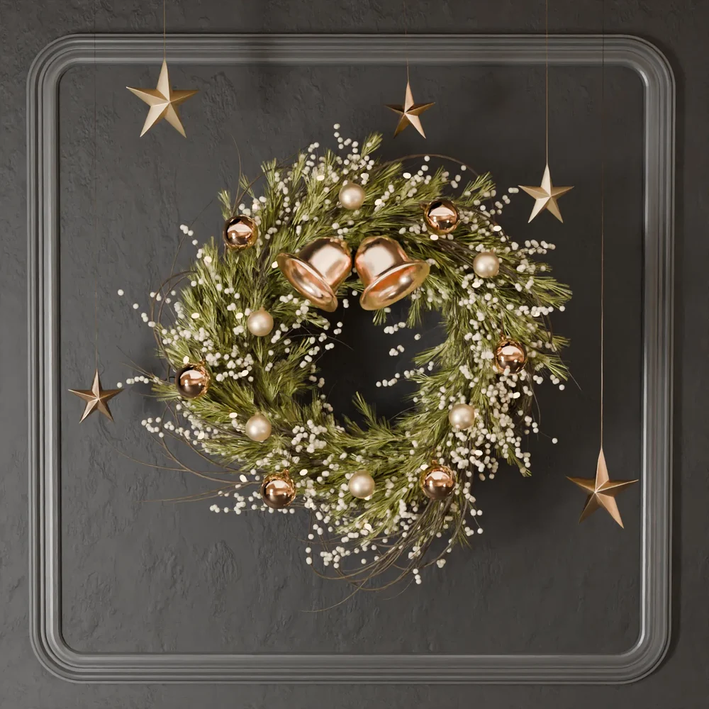 Sj-Wreeth Set Gold Flower