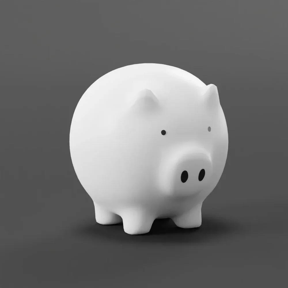 Cute White Pig Figurine