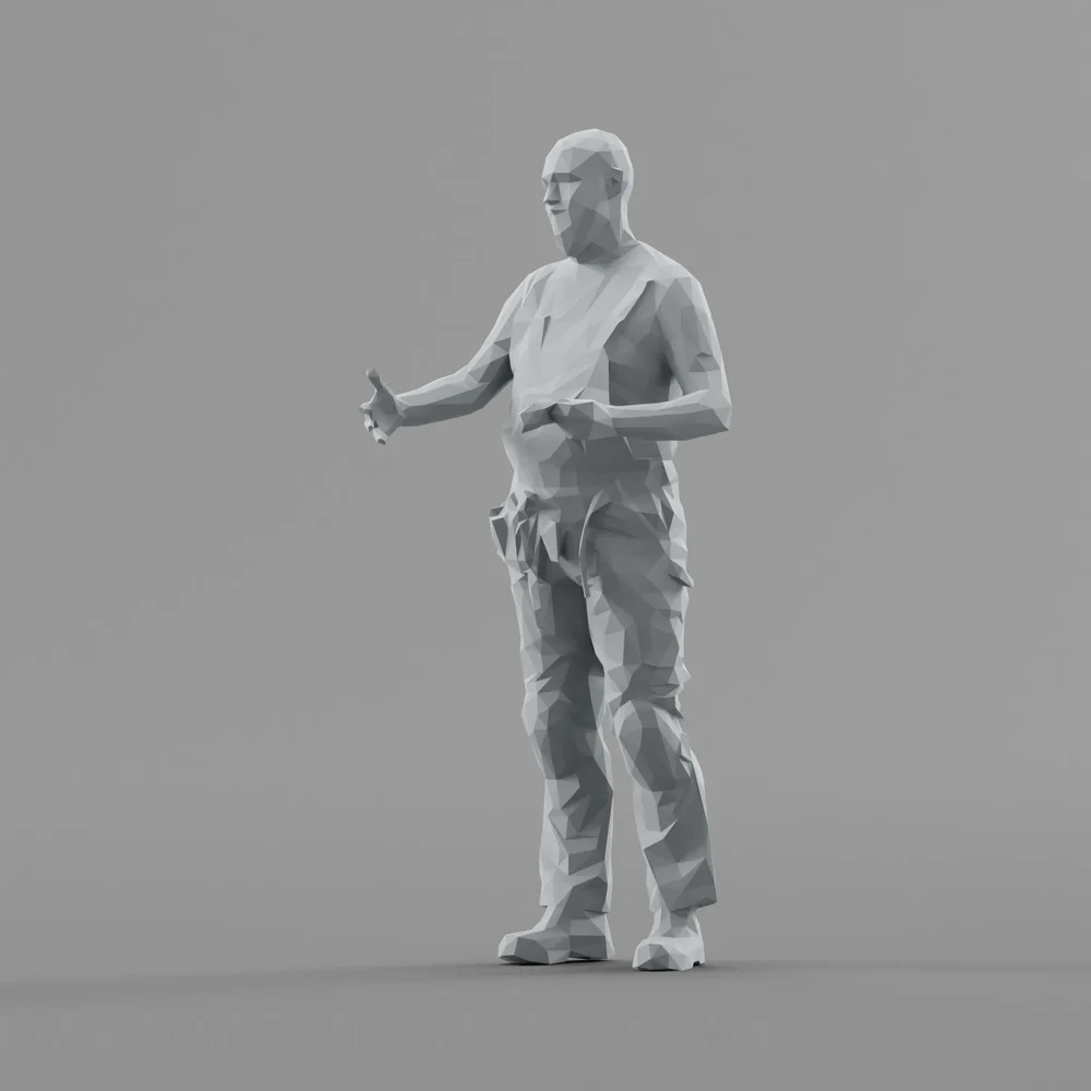 Lowpoly Construction Worker Greets