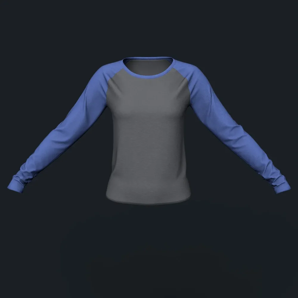 Gray And Blue Long Sleeve Raglan Shirt
