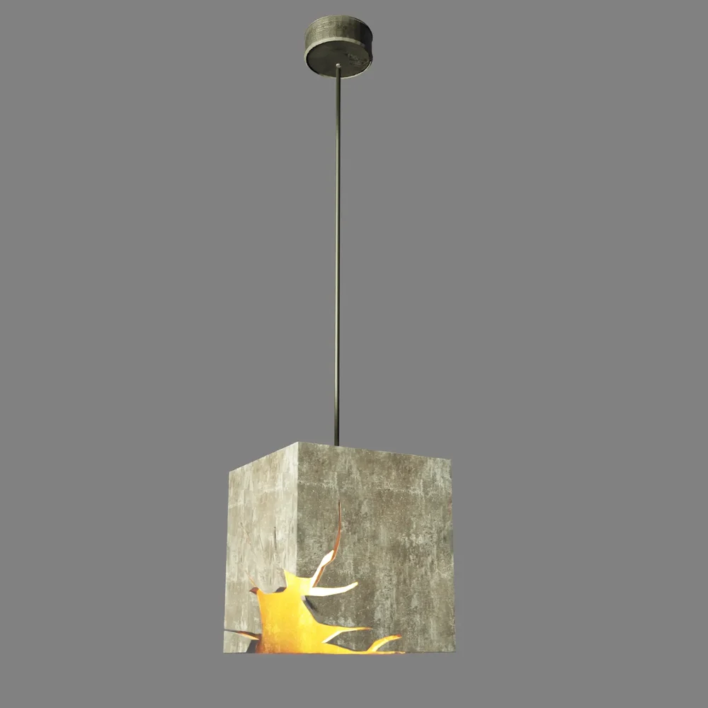 Square, Cracked Concrete Chandelier