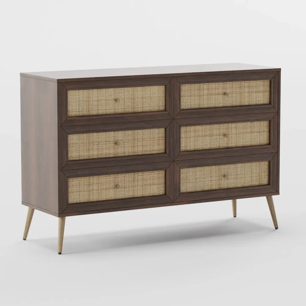 Wood And Rattan Commode