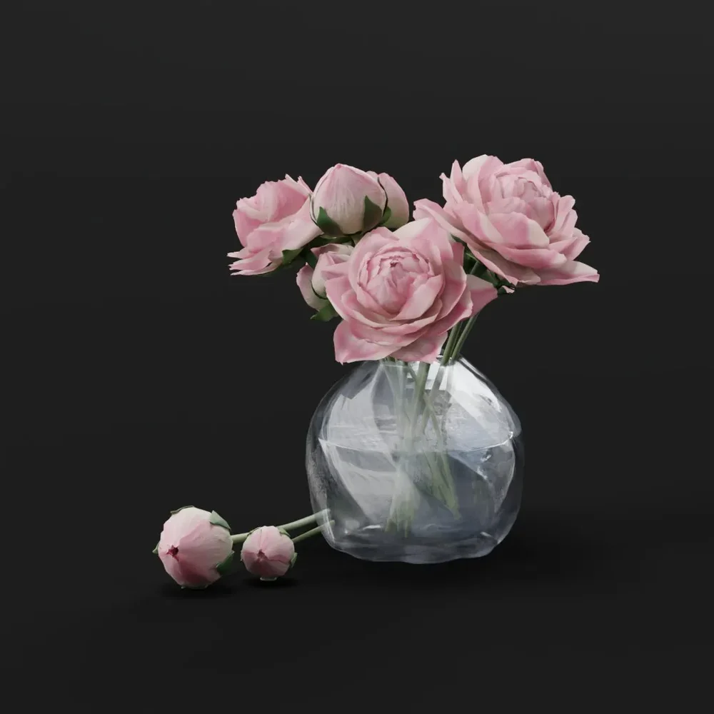 Pink Rose Glass Vase