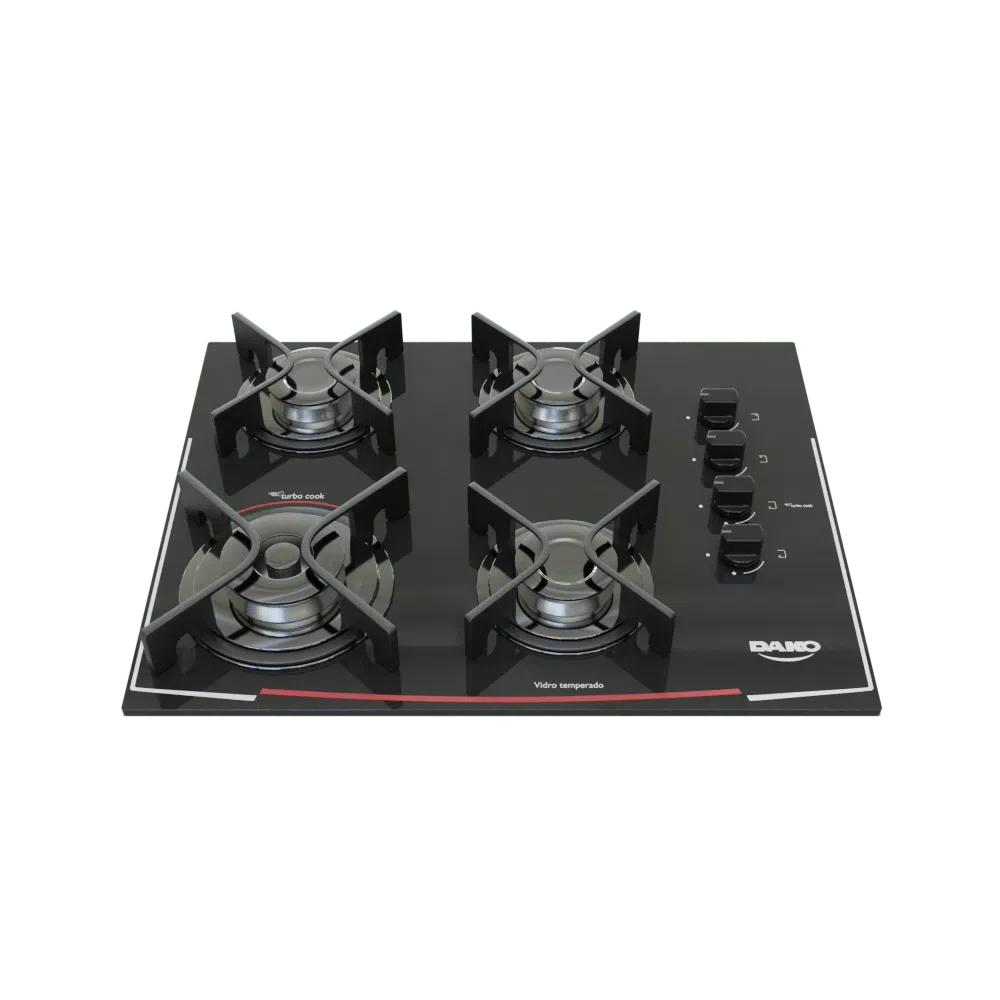 Cooktop 4 Burners Dako Glass Black