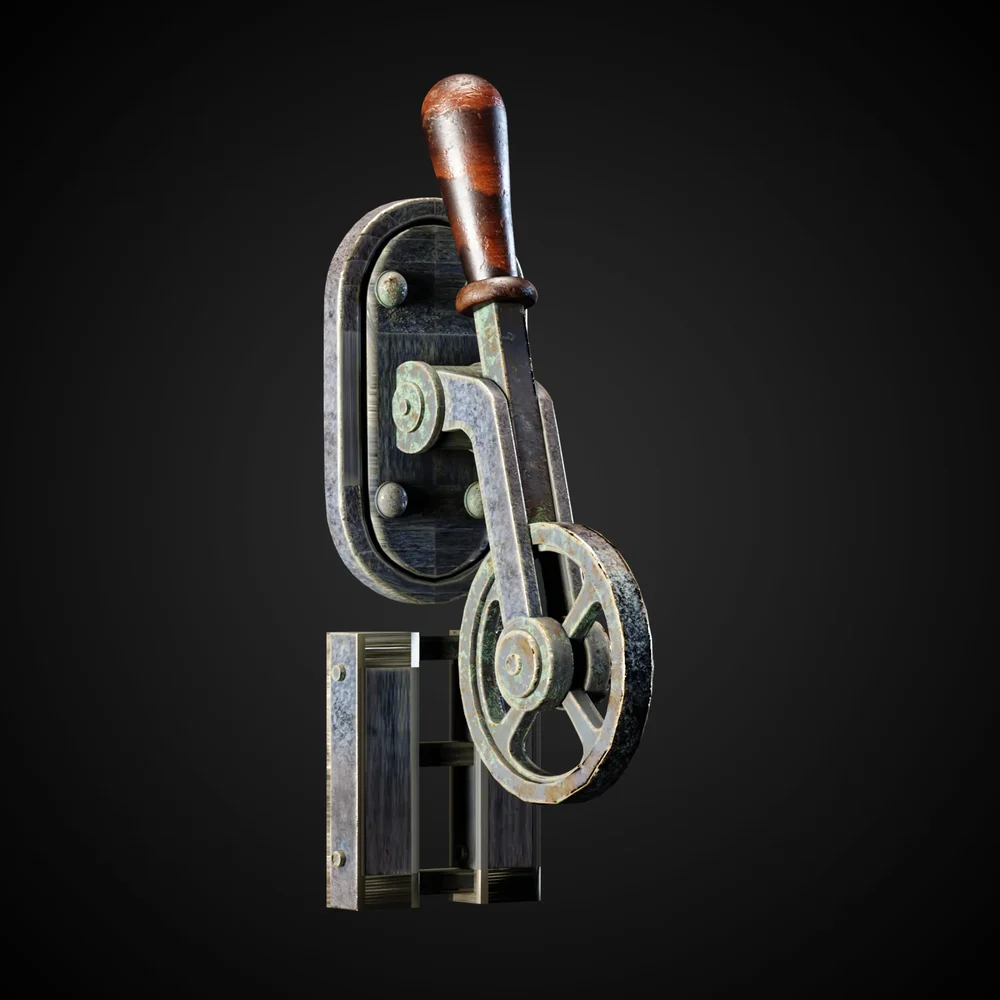 Mechanical Lever Game-Ready + 4k Textures | Blenderkit Series