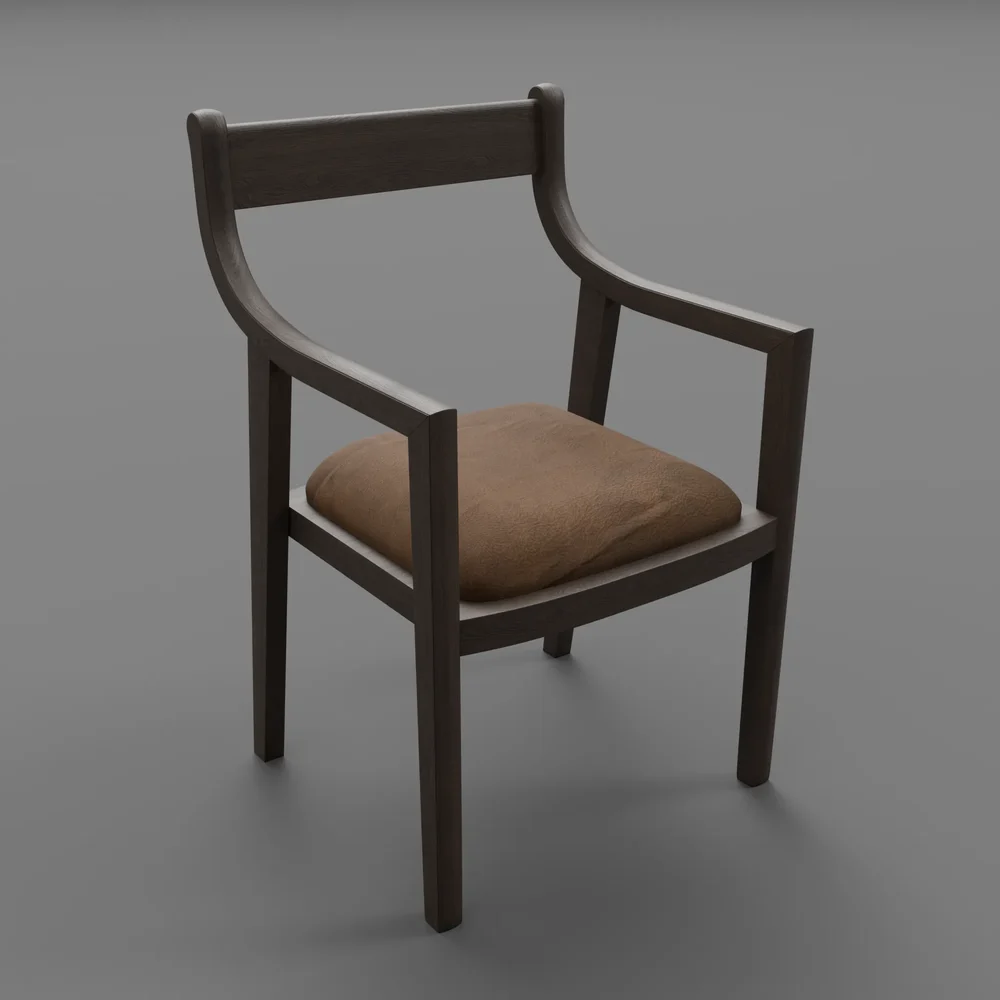 Danish Slope Leather Dining Armchair