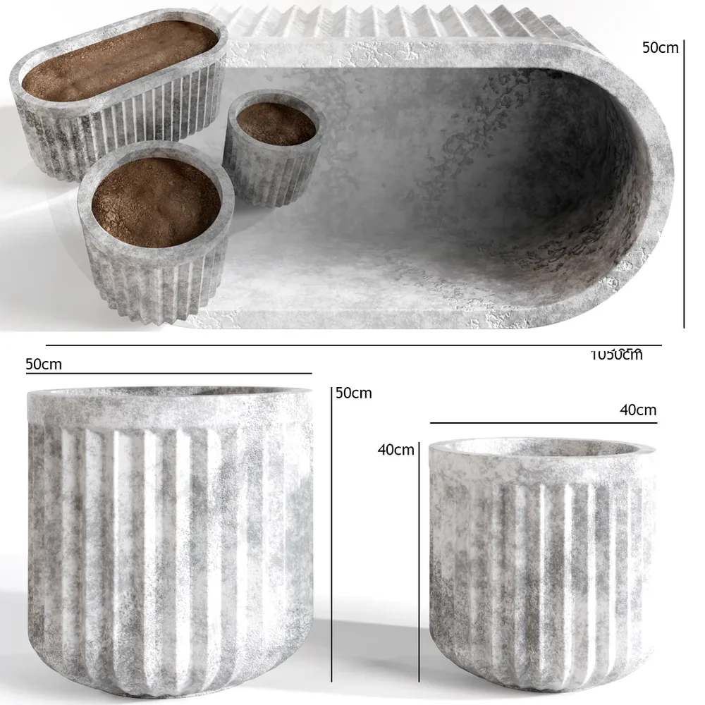 Three Fluted Planters