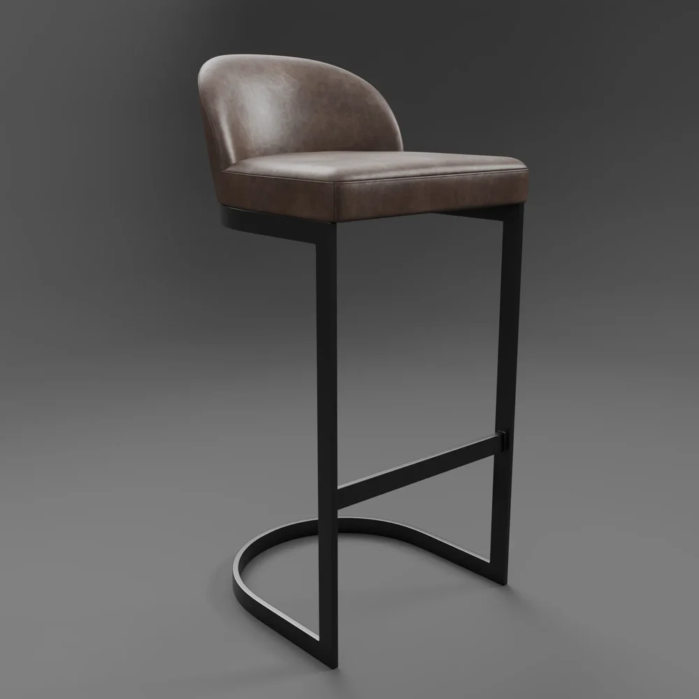 1960s Rome Leather Bar Stool