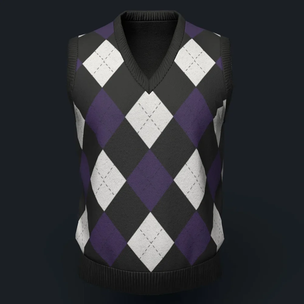 Black Argyle Knit Vest