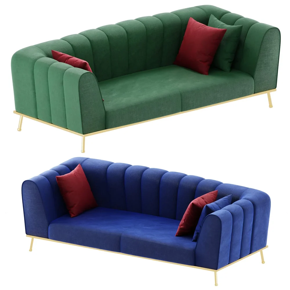 Sofa Modern Velvet Upholstered Gold