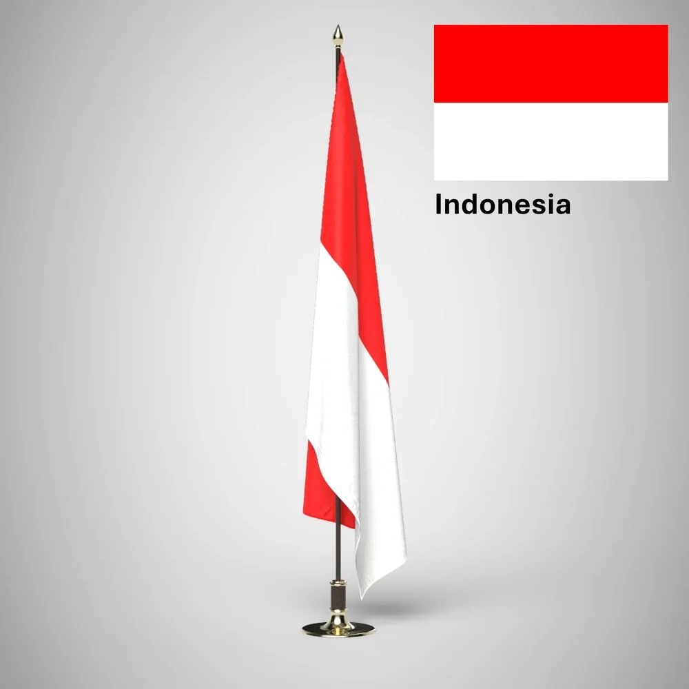 Indonesia Ceremonial Flag On Stand