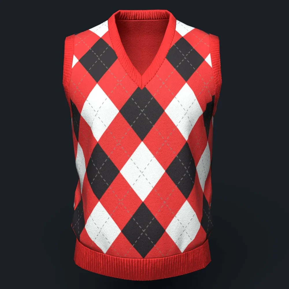 Red Argyle Knit Vest