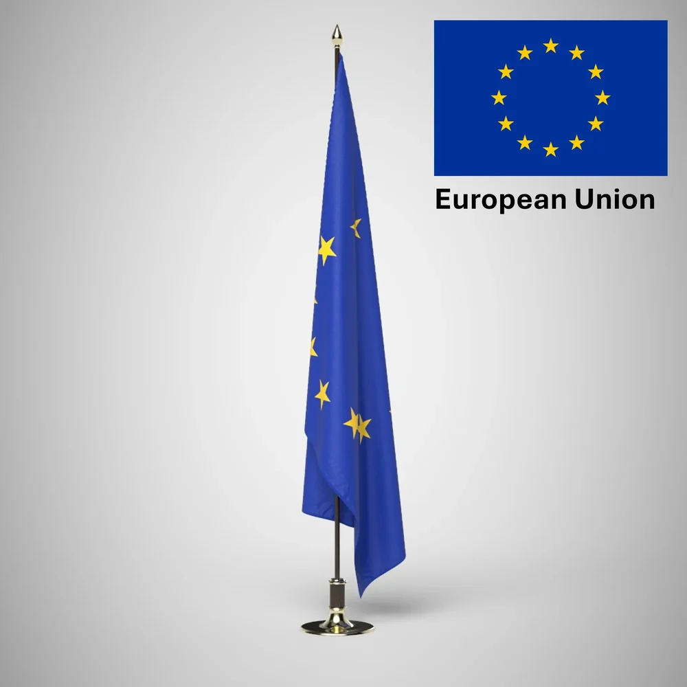 European Union Ceremonial Flag On Stand