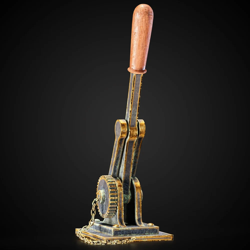 Mechanical Lever Game-Ready + 4k Textures | Blenderkit Series