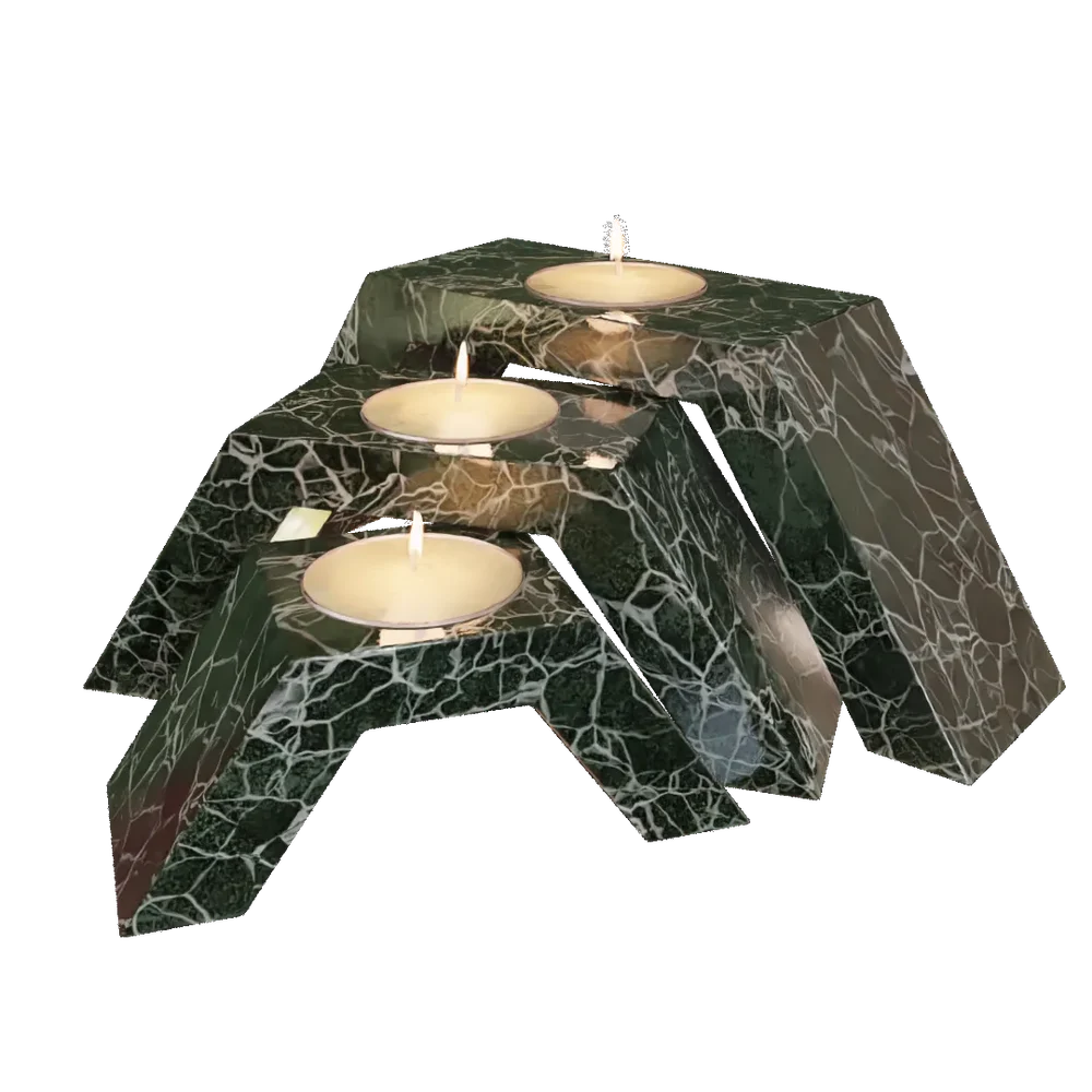 Dark-Green Marble Candle Holder