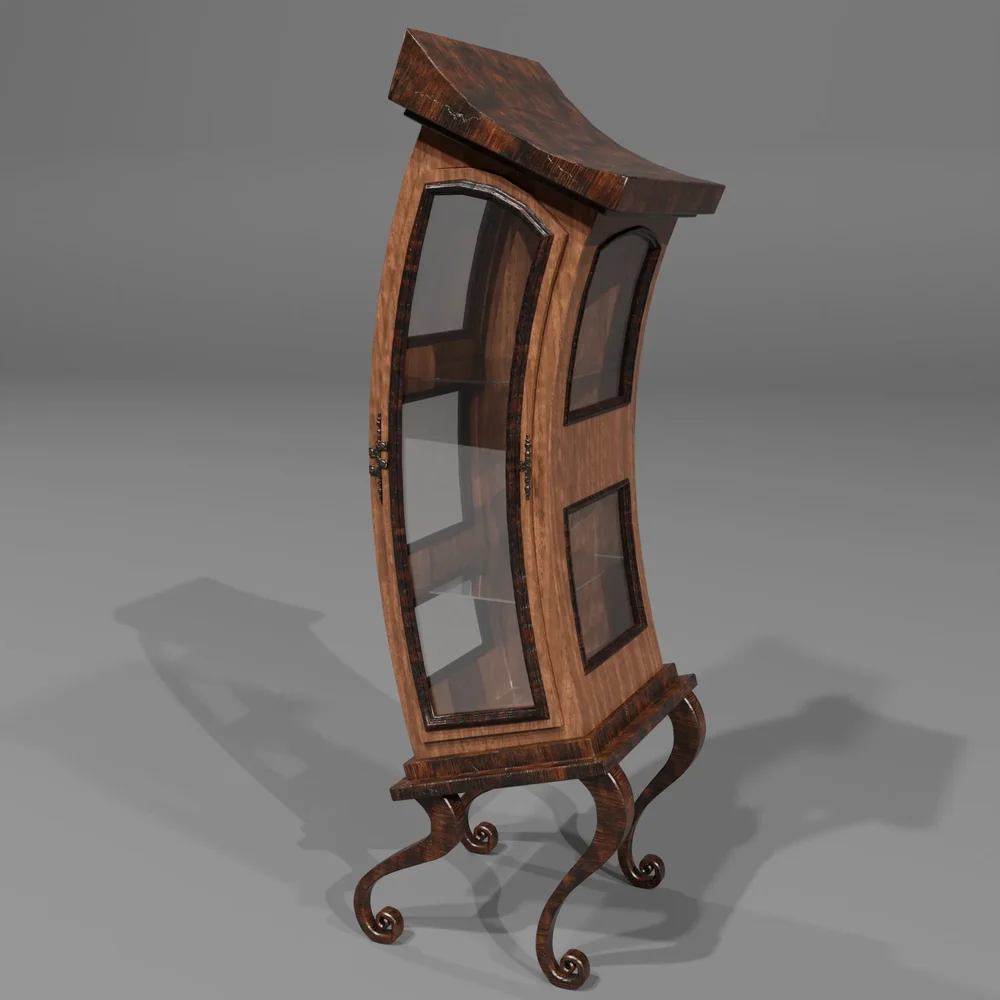 Ancient Curved Glass Display Cabinet