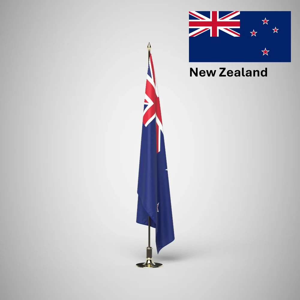 New Zealand Ceremonial Flag On Stand