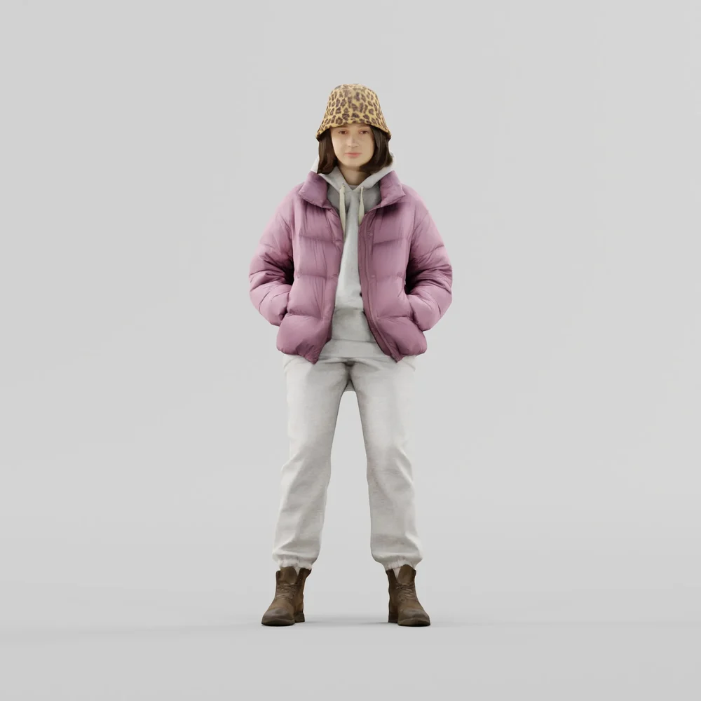 Girl In Purple Jacket Leans On Rail