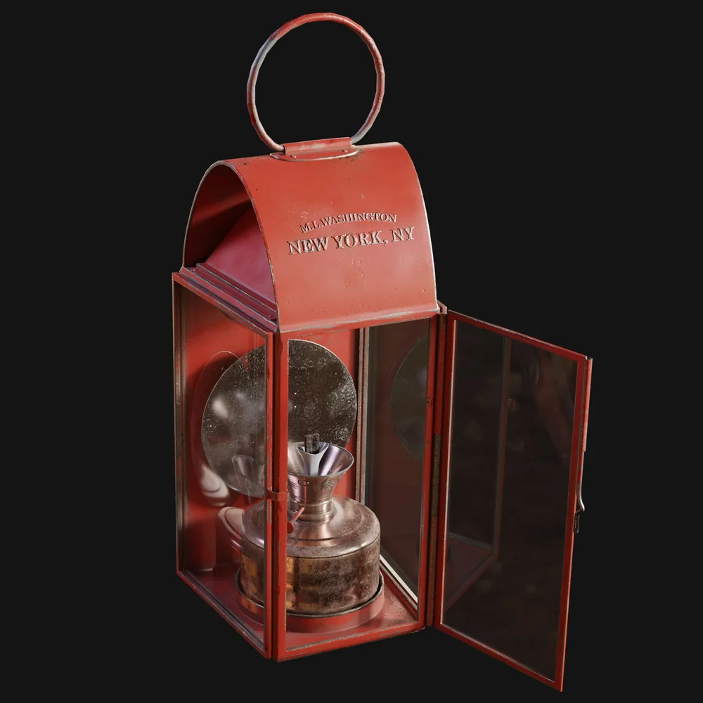 Antique Glass Reflector Oil Lantern Red