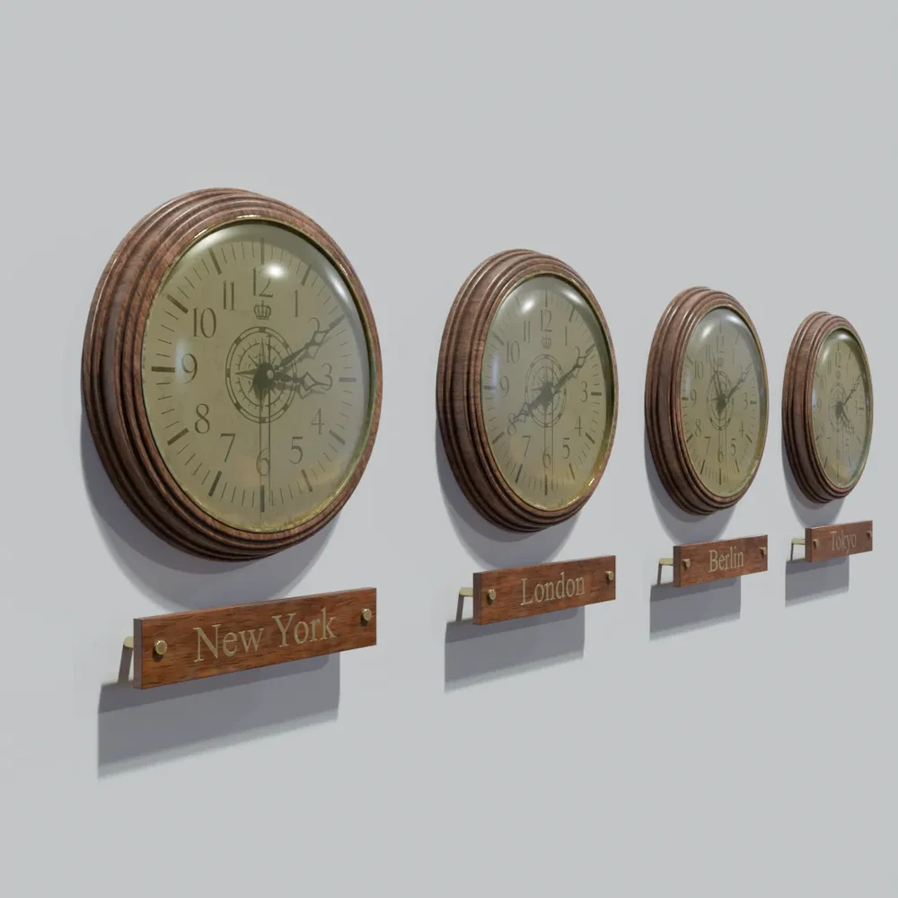 Vintage World Time Clock Set Lw