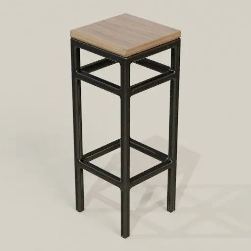 Wooden Bar Stools Steel Leg