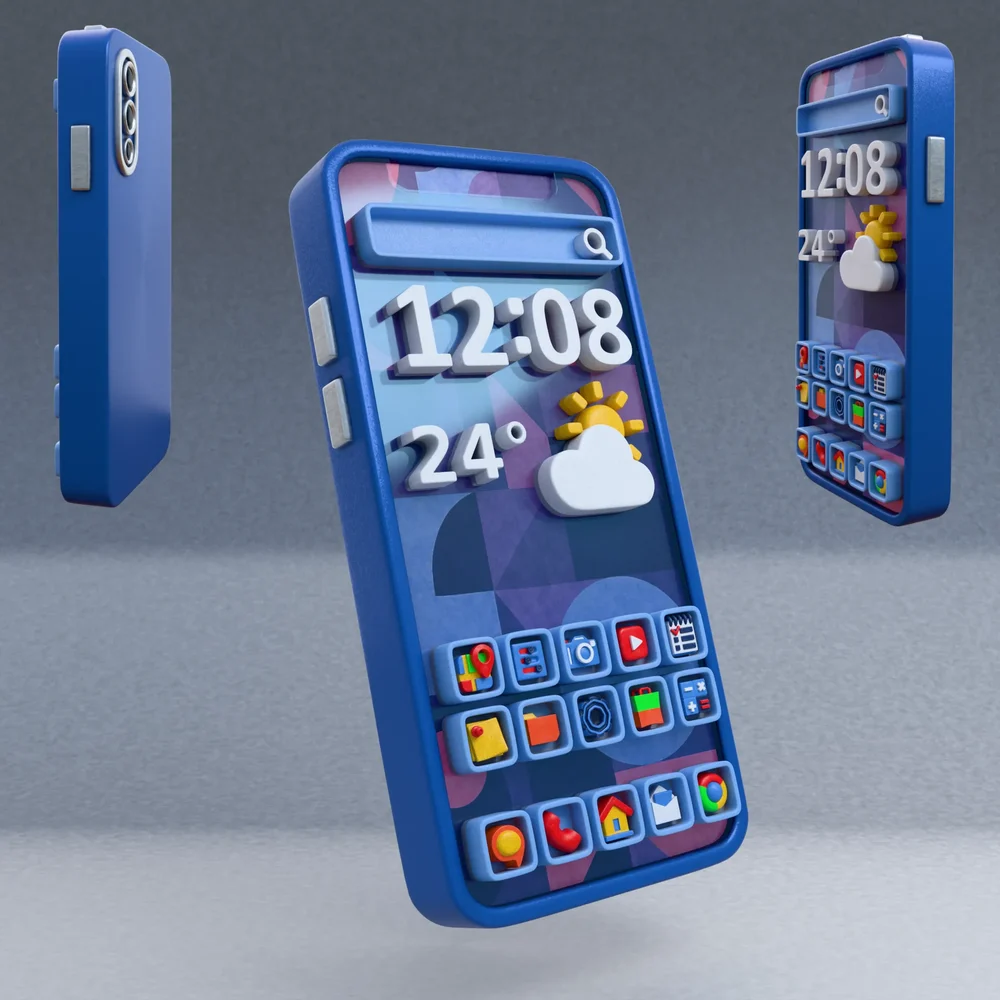 Smartphone With Volumetric Icons