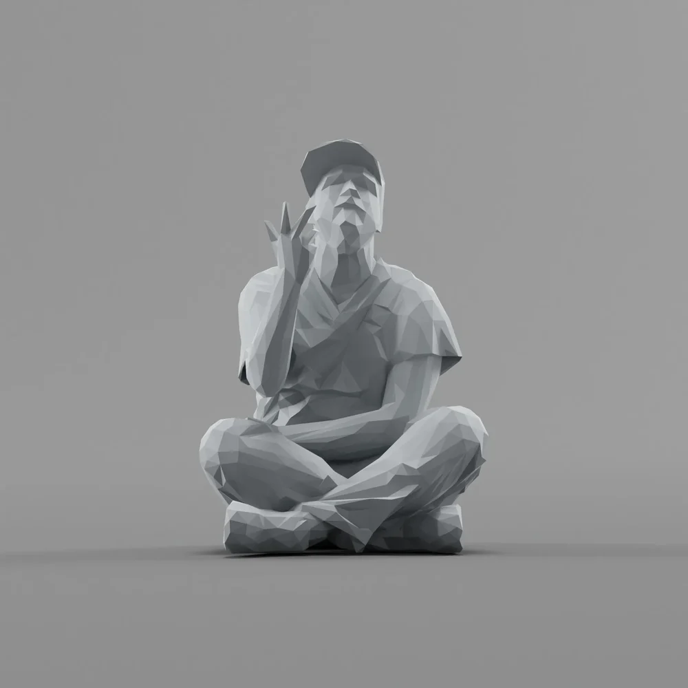 Lowpoly Construction Worker On Ground