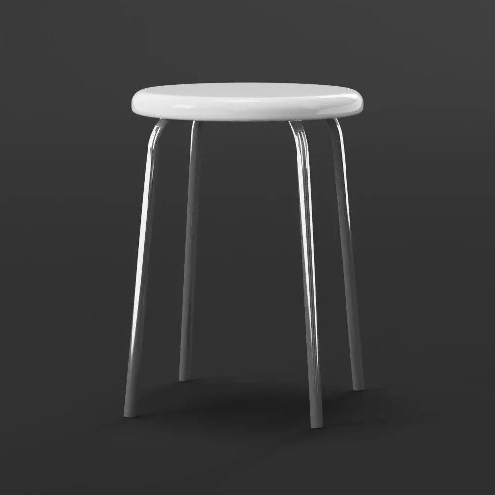 Metal Stool With White Round Seat