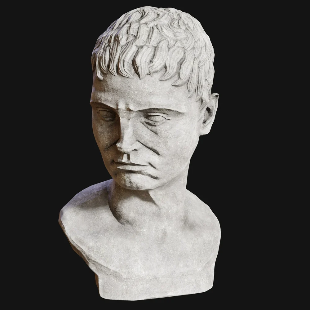 Stone Roman Bust Facing Down