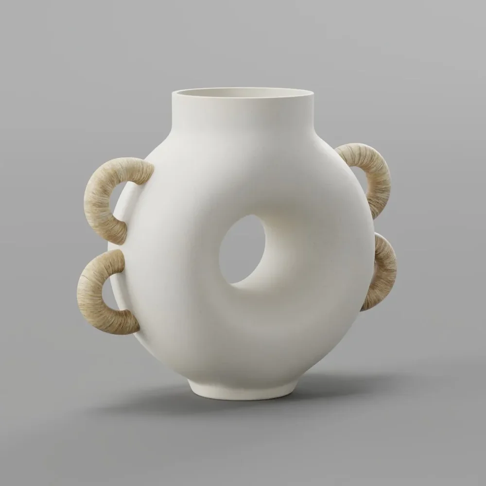 Round Speckled Cream Resin Vase