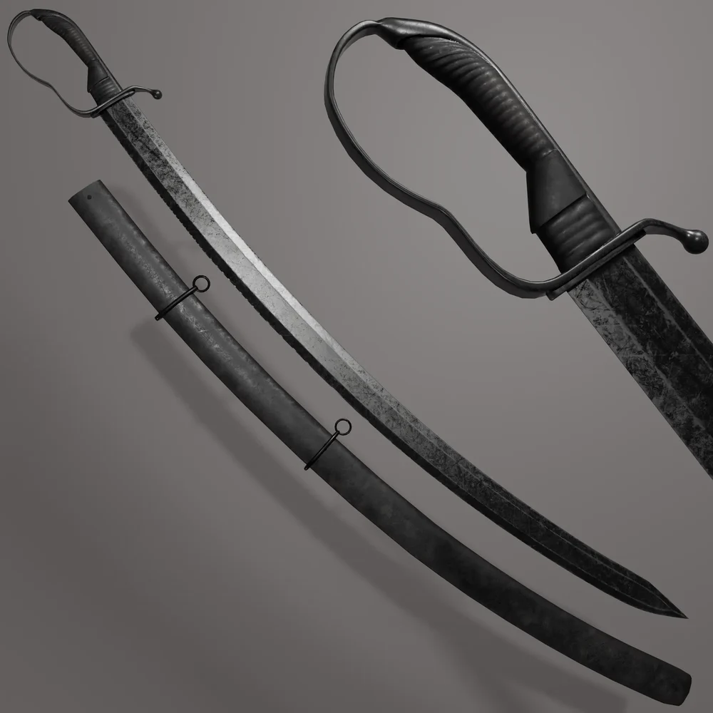 Worn Military Saber With Sheath
