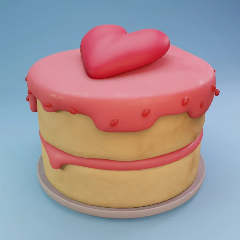 Creamy Heart Cake Stylized