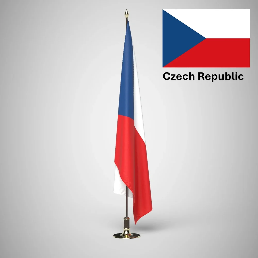 Czech Republic Ceremonial Flag On Stand
