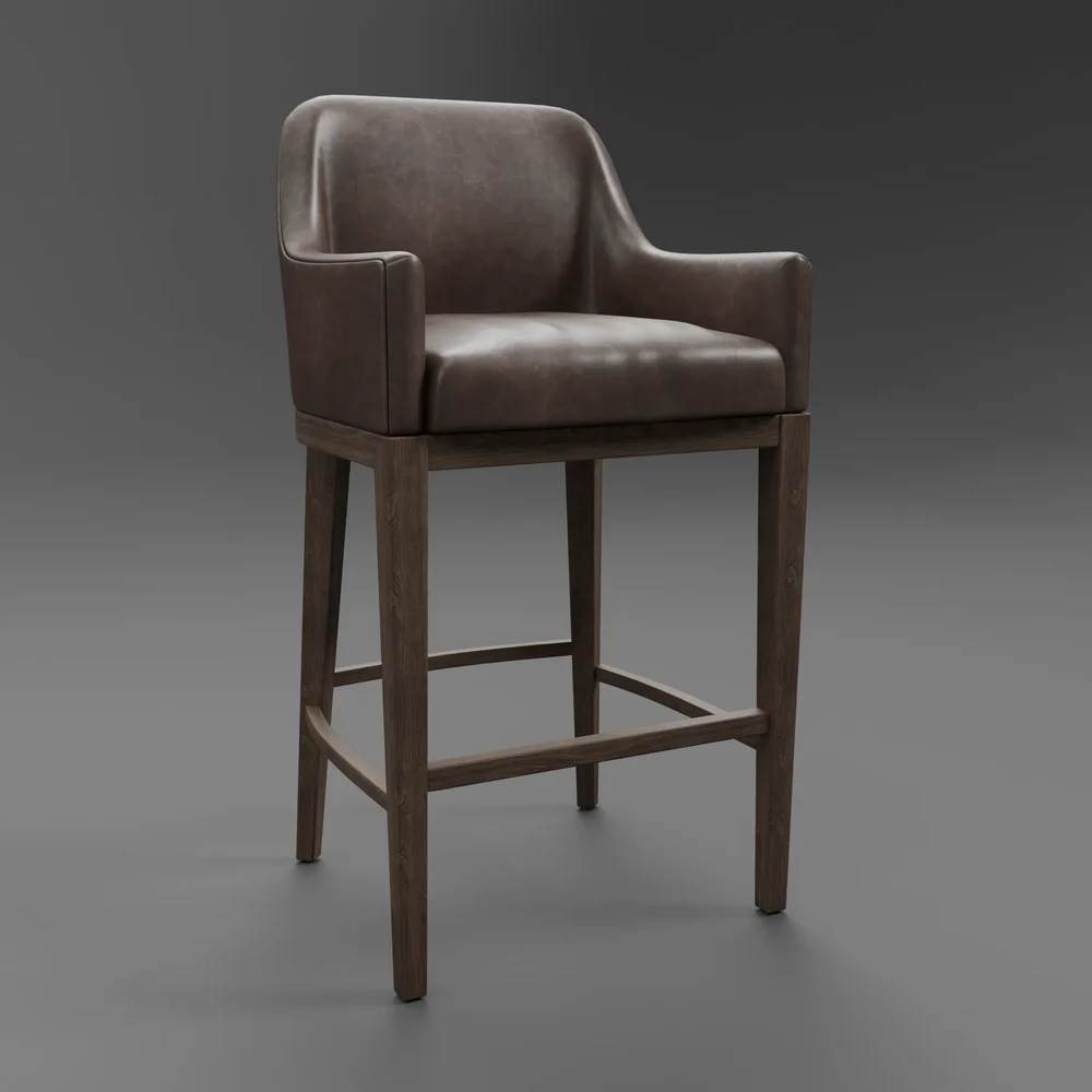 Morgan Curved-Back Track Leather Stool