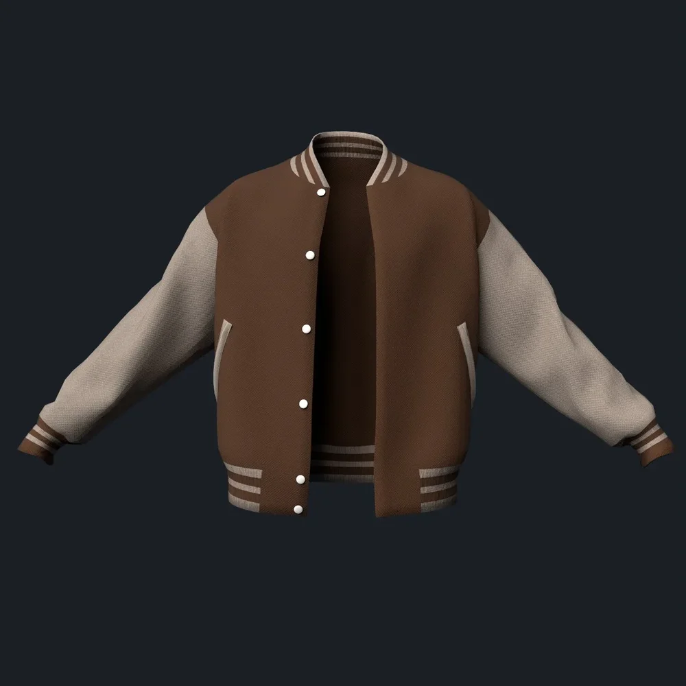 Brown And Tan Varsity Jacket (Open)