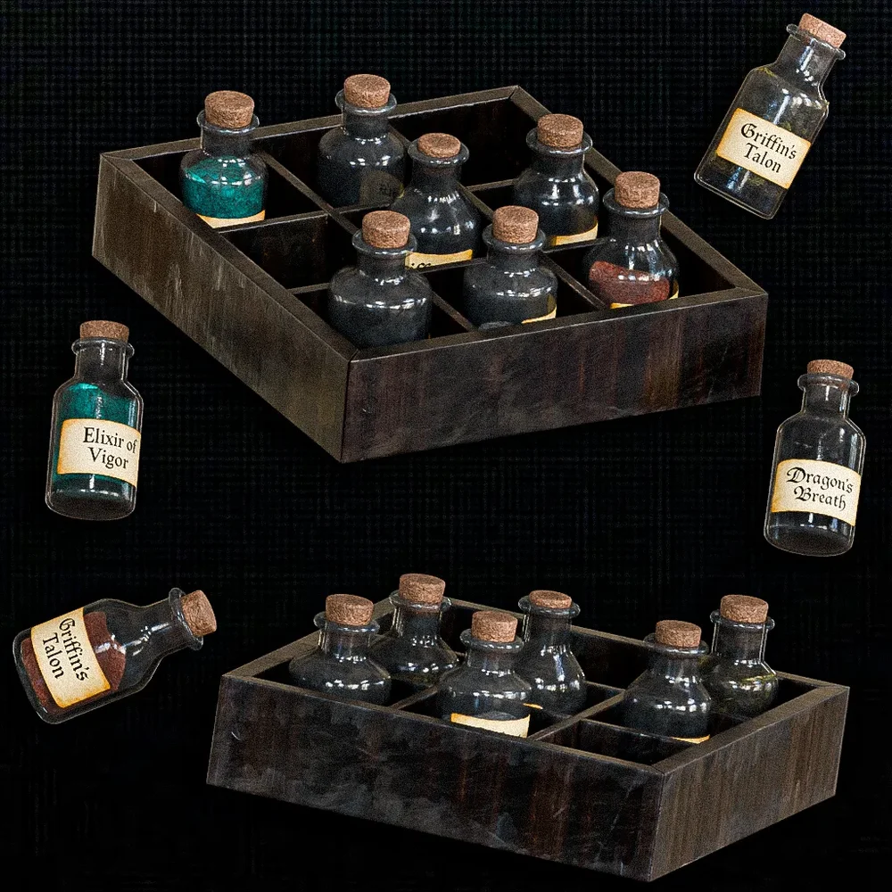 Potion Tray With Bottles