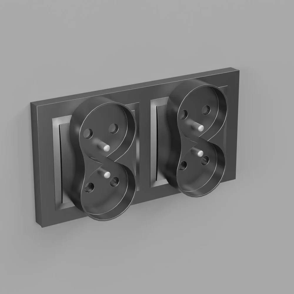 Eu Double Power Outlet Silver