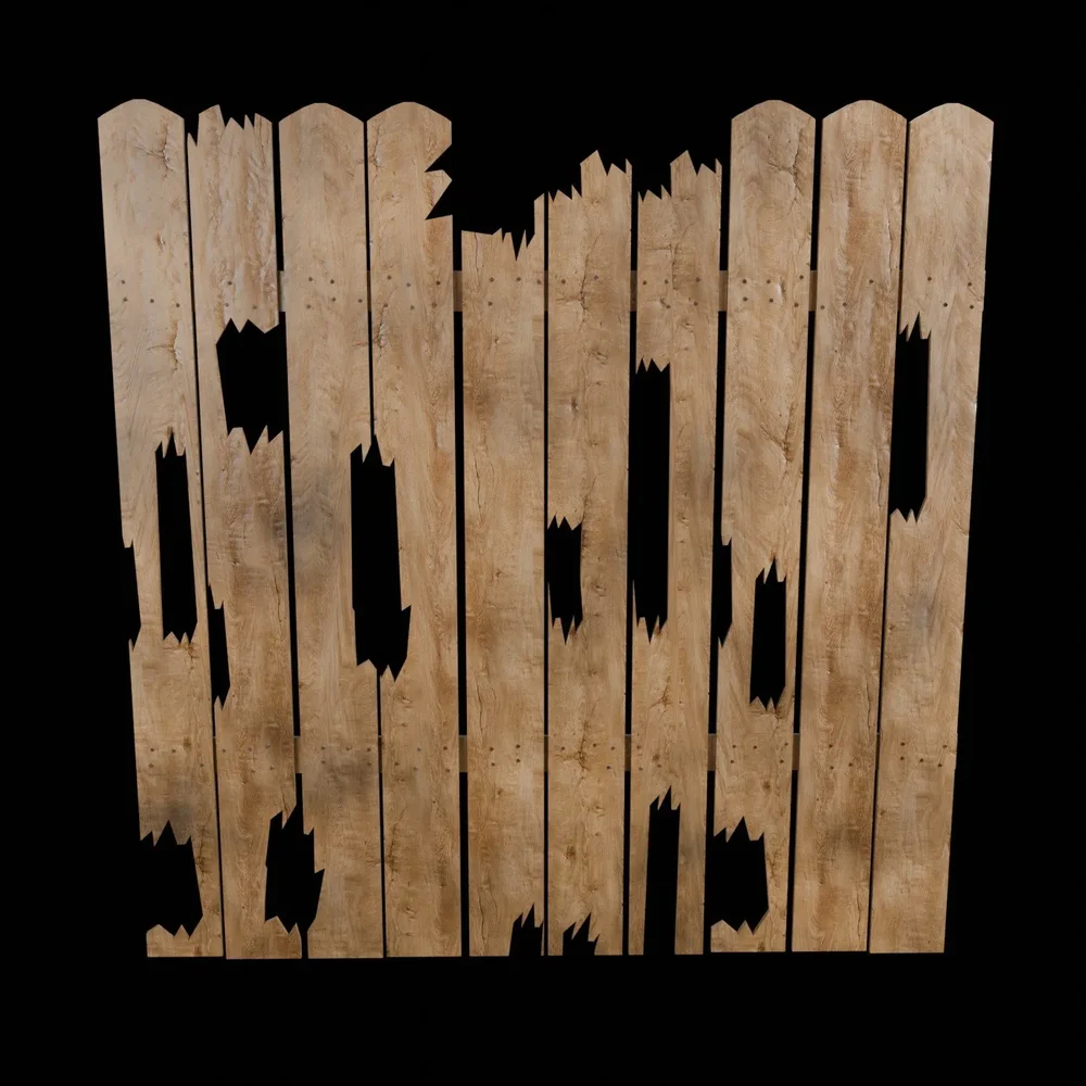Destroyed Dirty Wood Fence