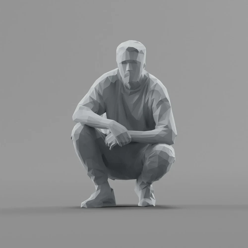 Lowpoly Squatting Guy