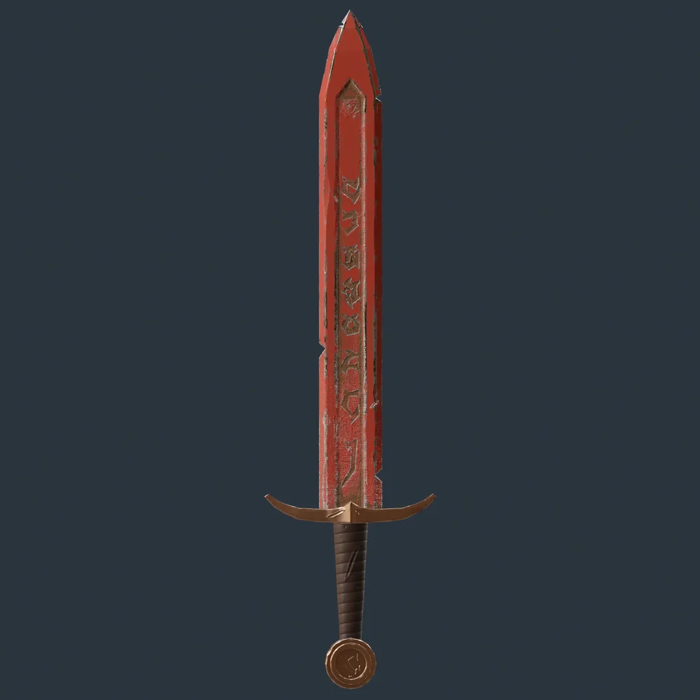 Engraved Medieval Sword Red Metal
