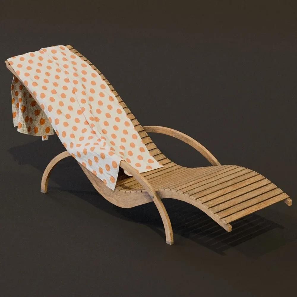 Beach Chair Wooden With Towel