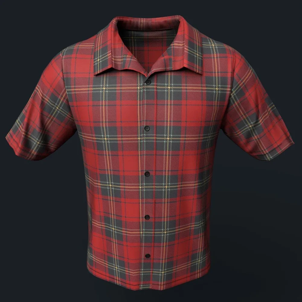 Red Plaid Button-Up Shirt
