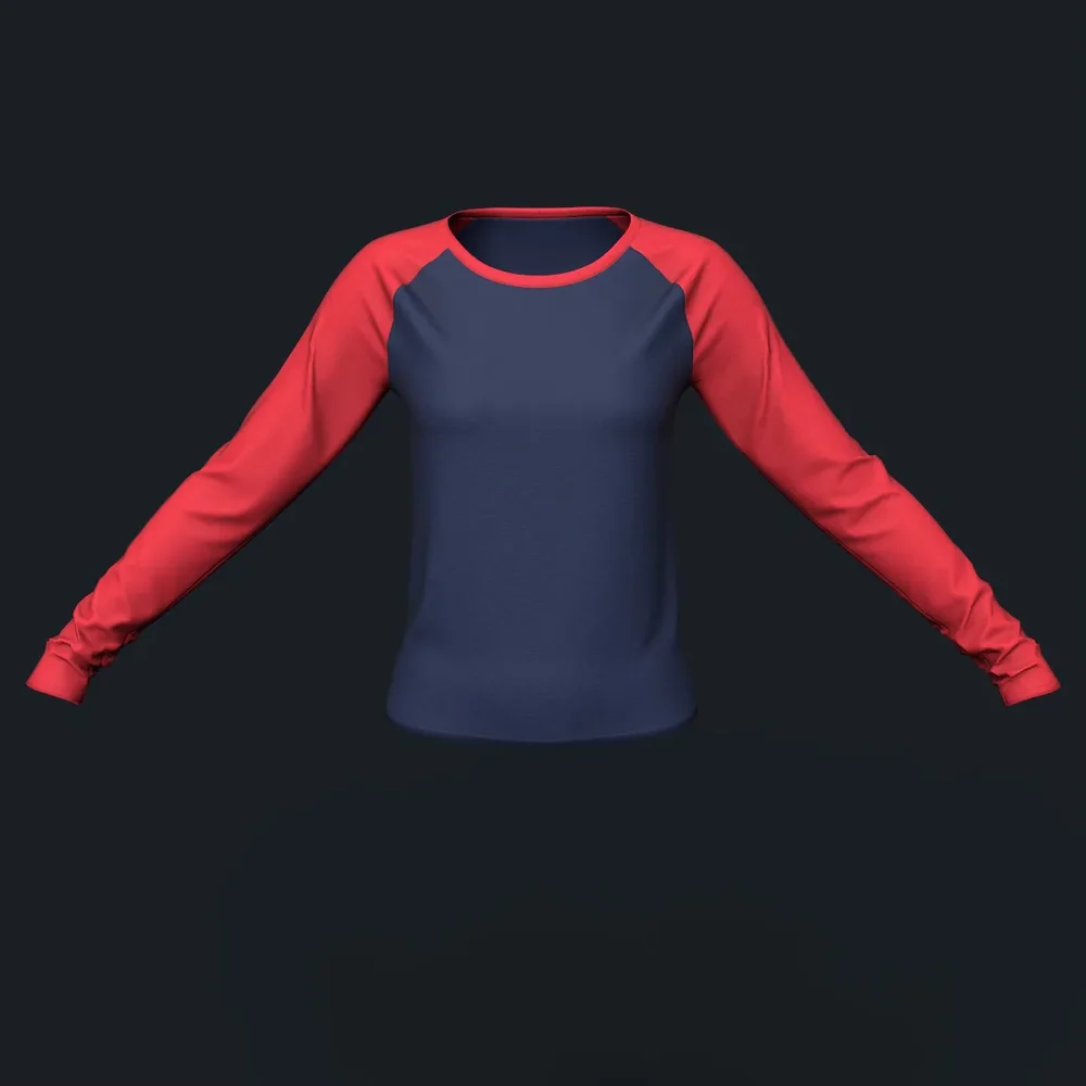 Navy And Red Long Sleeve Raglan Shirt