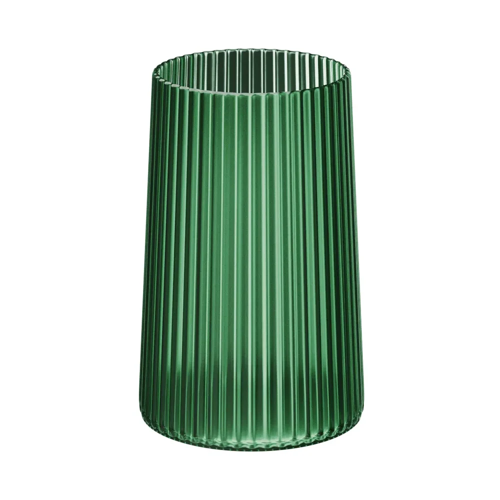 Green Ribbed Glass Vase
