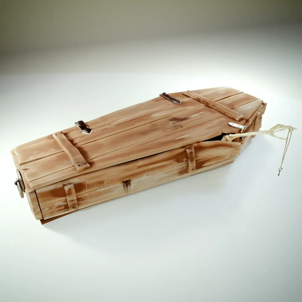 Skeletal Wooden Coffin